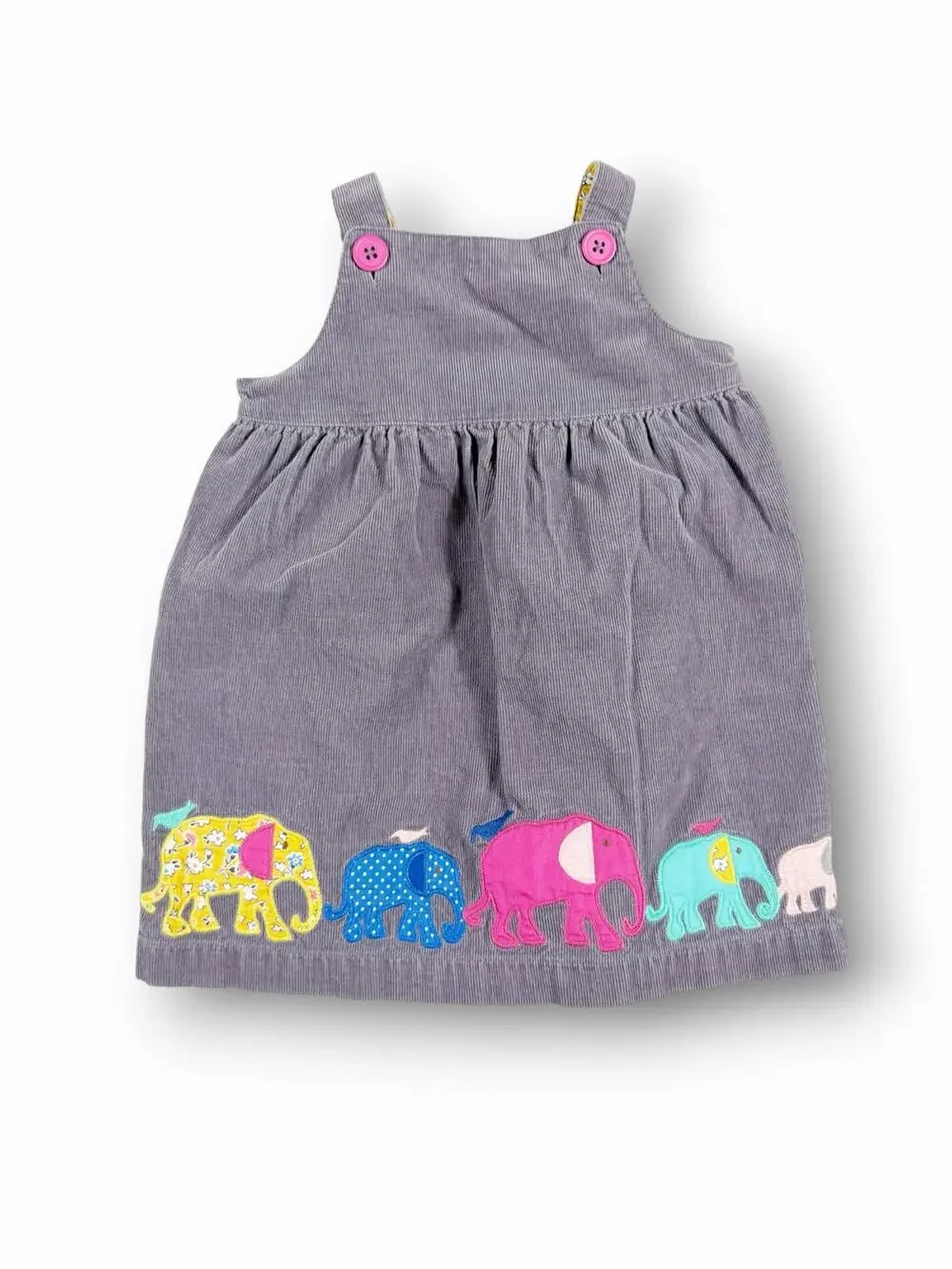 Mini Baby Boden Corduroy Elephant Applique Pinafore Dress Size 12–18 Months